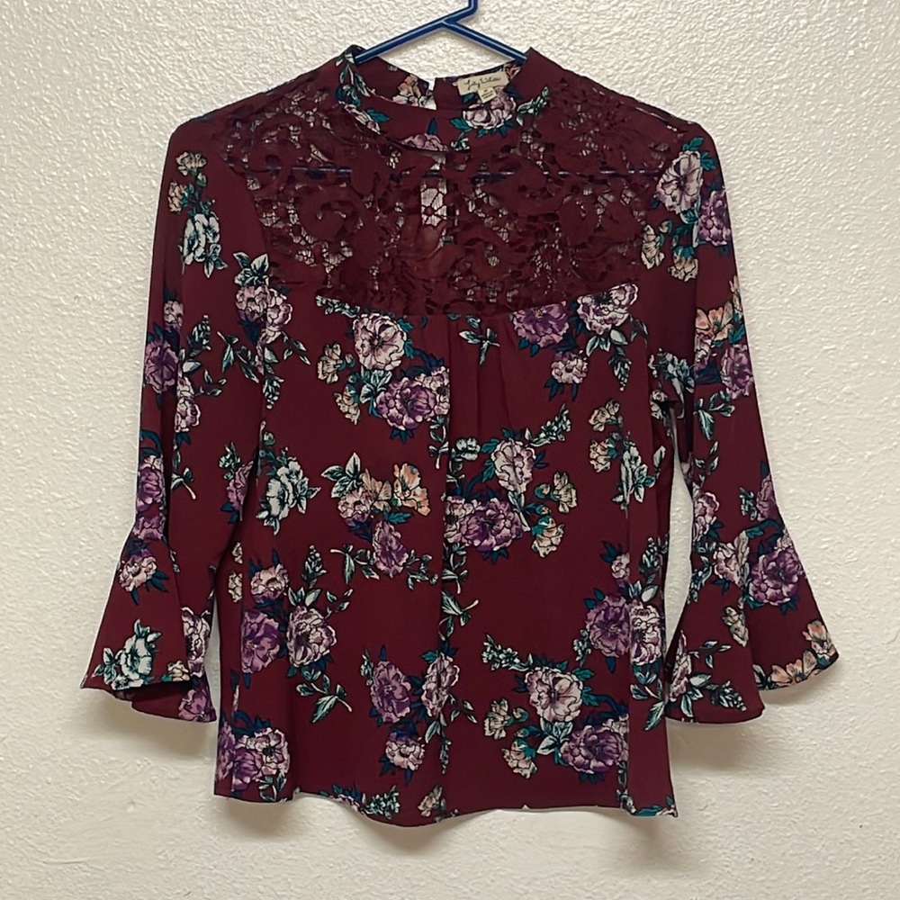Lace high collared blouse